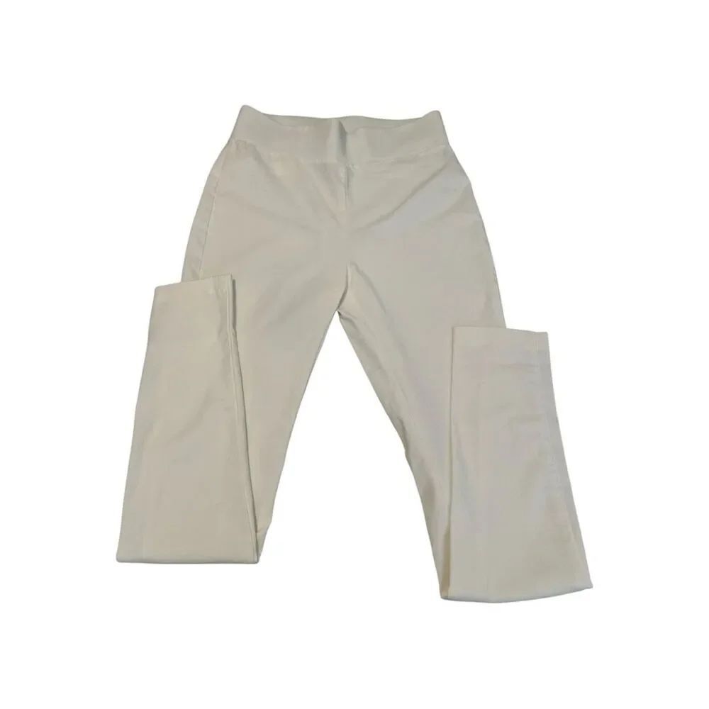 Passport size small white stretchy straight leg elastic waist pant EUC